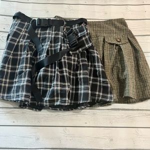 Bundle 2 Shein Plaid Pleated Mini Skirts Size M